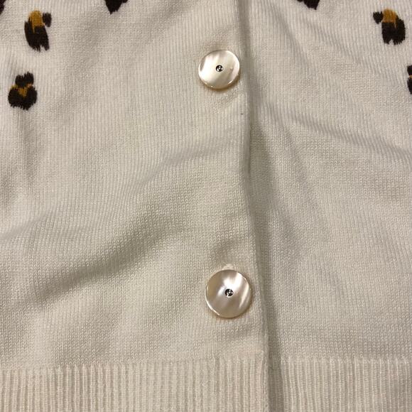 Karen Kane S Animal Print on Ivory Smooth Knit Cardigan Sweater IMMACULATE! - Picture 4 of 15